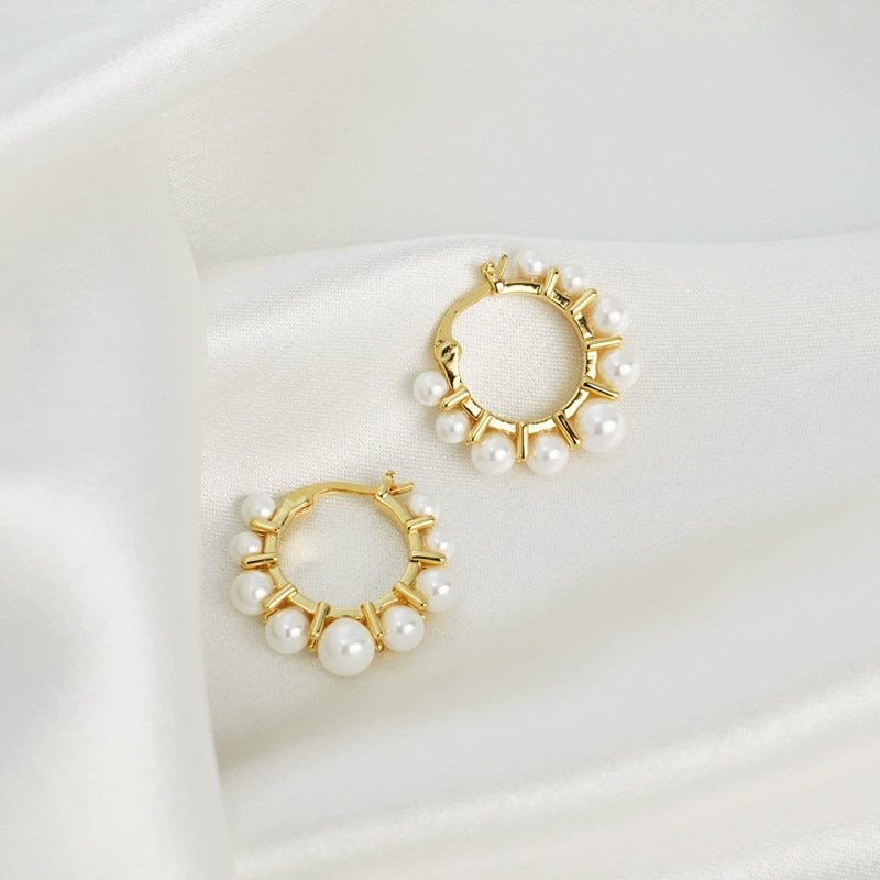 RONLLNA Pearl Hoop Earrings for Women Fashion Dangle Hypoallergenic Layer Earrings Drop Dangle Earrings Gifts for Women - Image 3